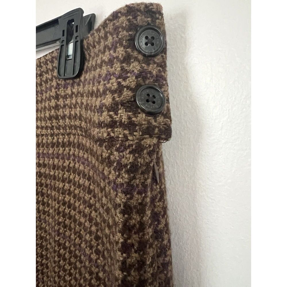 Lauren Ralph Lauren Exclusive 6 Brown‎ Houndstooth Wool Lined Skirt Office Siren - Picture 2 of 7